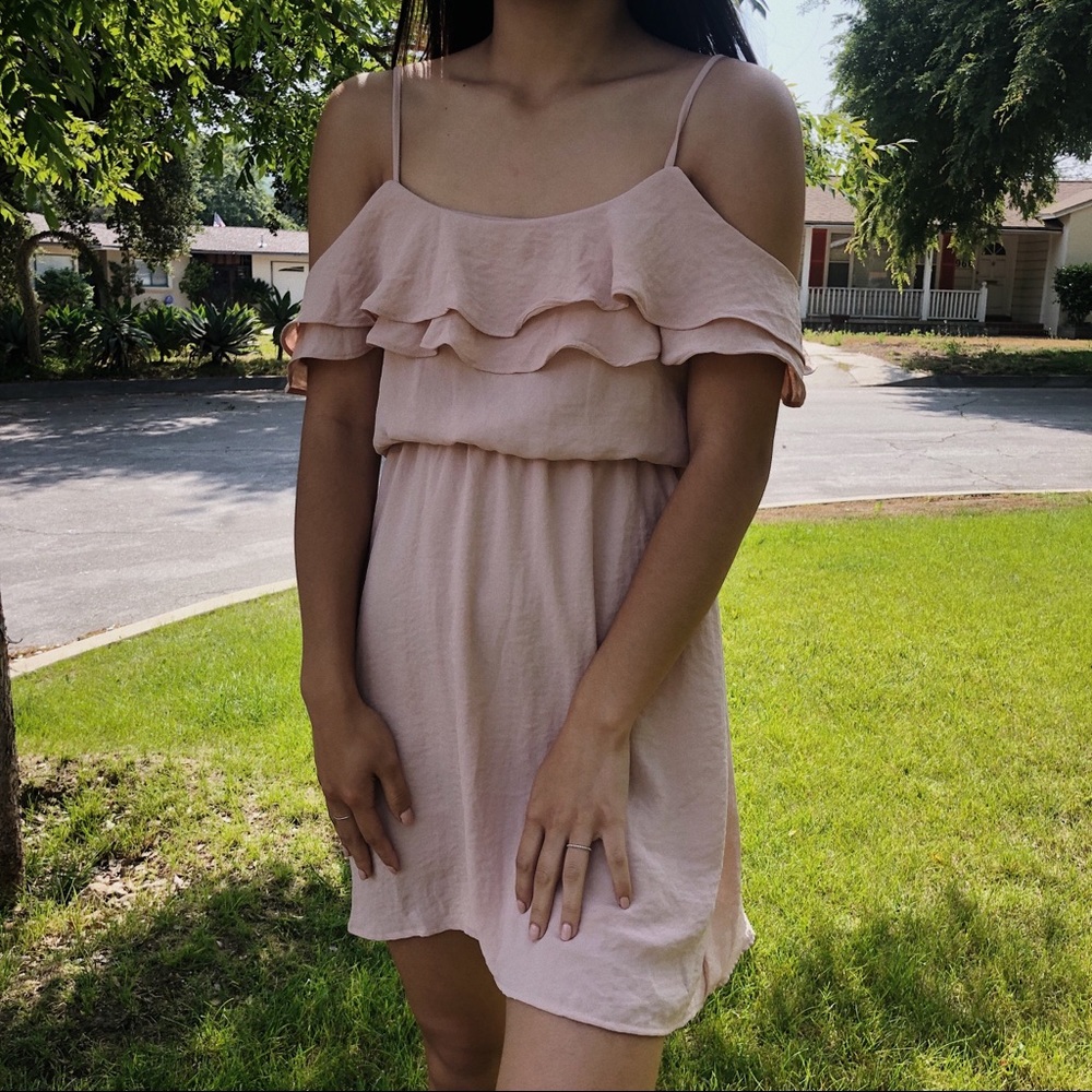 nordstrom blush cold shoulder mini dress